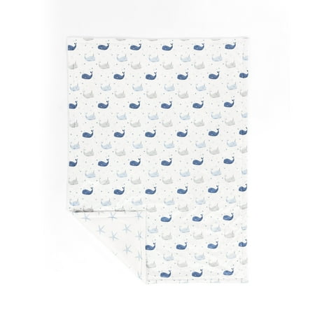 UPC: 0194938029179 | Lush Decor Narwhal Starfish Reversible Soft & P Oversized Blanket Blue/Gray Single 36X50