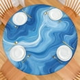 thumbnail image 2 of Blue White Tie Dye Swirl Pattern Round Fitted Tablecloth with Elastic Edge,Dining Table Cover Waterproof,Outdoor Round Tablecloth for Camping,Dining,Indoor and Outdoor, 2 of 7