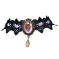 thumbnail image 2 of Eosunjian Women Choker Gothic Vintage Braided Aesthetic with Faux Gemstone Dress Up Gift Ladies Punk Lace Stitching Clavicle Necklace Trendy Jewelry Pink, 2 of 13