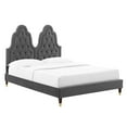 thumbnail image 2 of Modway Alexandria Tufted Performance Velvet Twin Platform Bed in Charcoal, 2 of 10