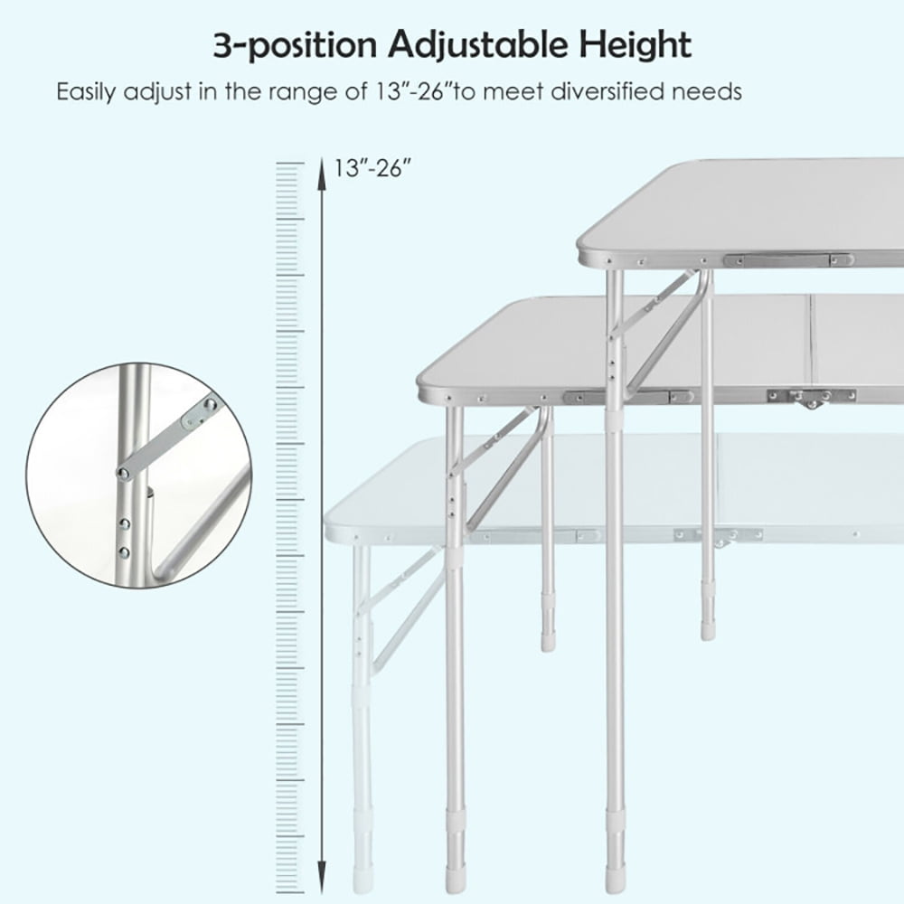 Aimee Lii Set of 2 Folding Picnic Utility Table with Carrying Handle, PorTable Tables Folding, Folding Grill Table, White Aimee Lii Set of 2 Folding Picnic Utility Table with Carrying Handle, PorTable Tables Folding, Folding Grill Table, White