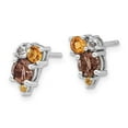 thumbnail image 4 of Auriga Fine Jewelry 925 Sterling Silver Smoky Quartz, Citrine and White Topaz 3-Stone Stud Earrings for Women, 4 of 5
