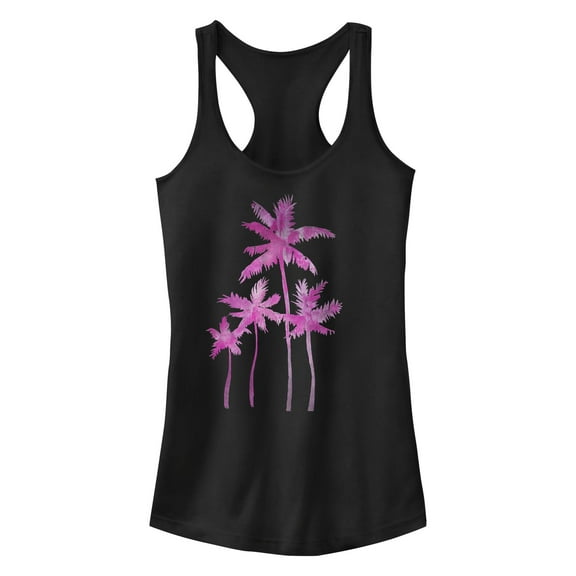 Junior's Lost Gods Pink Palm Trees  Racerback Tank Top