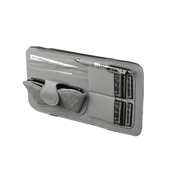 Sun Visor Organizer, Multifunctional Visor Organizer With Sunglasses Holder, Interior Accessories Pocket Organizer For Car Truck SUV Registration Sunglasses Pen Key Lipstick-grey