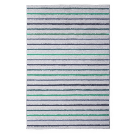 Mainstays Kids Tufted Blue and Green Stripe Area Rug, 4' x 6'