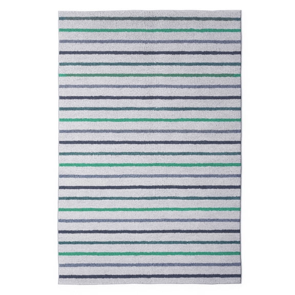 Mainstays Kids Tufted Blue and Green Stripe Area Rug, 4' x 6'