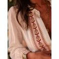 thumbnail image 4 of Women'S Western Shirts Long Sleeve Button Down Flower Embroidered Linen Shirt Summer Casual Blouse Top Cream White XXL, 4 of 6