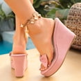 thumbnail image 5 of SACFOF Women Platform Sandals Clear Peep Open Toe Slip-on Wedge High Heel Dress Shoes Office Party Wedding Patent 4 Inch, 5 of 6