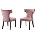 thumbnail image 1 of Side Dining Chair, Nailhead, Set of 2, Pink, Velvet, Modern Contemporary, Kitchen Room Cafe Bistro Restaurant Hospitality, 1 of 10