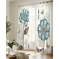 thumbnail image 5 of Blue Tulip Sheer Curtains 63 Inch Length 2 Panels Set for Living Room/Bedroom, Vintage Floral Leaves Butterfly Plants Beige Kitchen Curtains Grommet Semi-Sheer Curtains Window Treatments 42"x63"x2, 5 of 7
