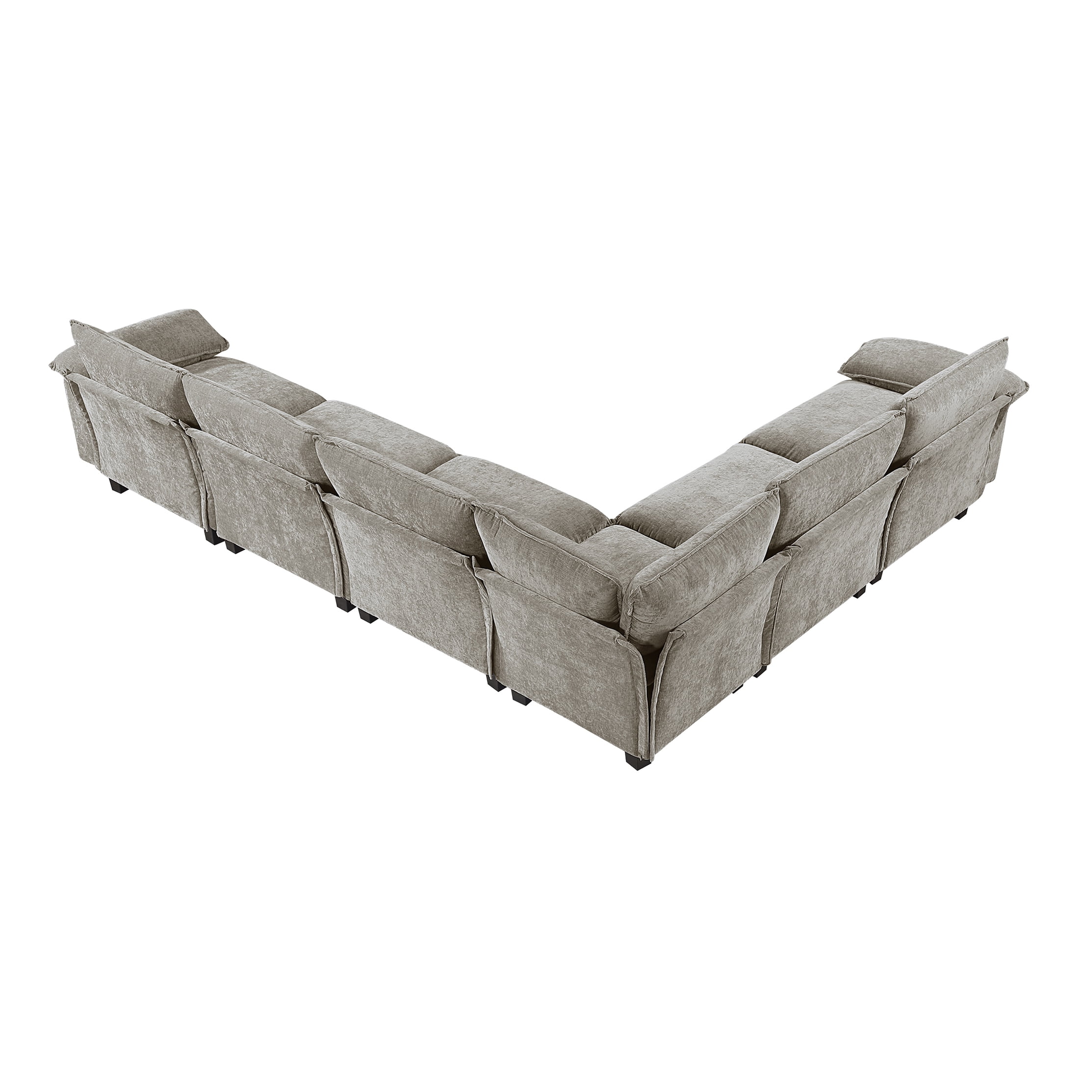 OakvillePark Corvan Chenille 6-Piece L-Shaped Modular Sectional, Dark Pewter