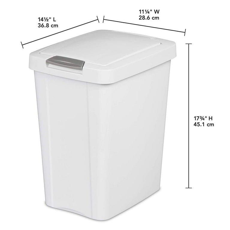 Sterilite TouchTop Wastebasket, White, 7.5 Gallon, Household