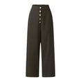 thumbnail image 4 of Outfmvch Wide Leg Linen Pants for Women Long Lounge Travel Pants Women's Culottes High Waisted Linen Pants Women Pedal Pushers for Womens for Women Patchwork Elastic Waist Pantss Black S-5XL, 4 of 5