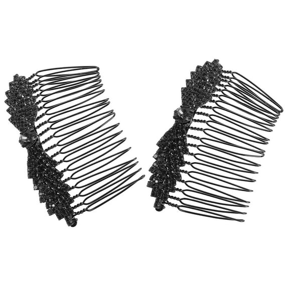 UPOUART Black Metal Rhinestone Hair Combs for Women, 2 Pieces, Elegant Sparkling Hair Accessories