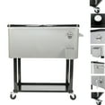 thumbnail image 6 of Ice Chest on Wheels with Shelf, 80 Quart Rolling Cart with Bottle Opener and Drain Plug, Portable Bar Drink Cooler, Outdoor Beverage Incubator for Patio Poolside Camping Party, Silver, D7211, 6 of 10