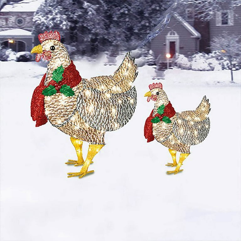 Sunisery Solar Light Up Chicken Christmas Decorations Rooster