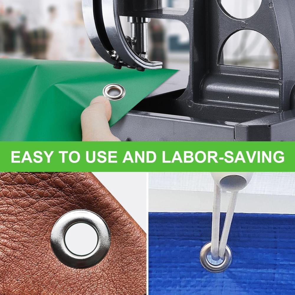 Semi-Automatic Grommet Machine, Heavy Duty Hand Press Eyelet Grommet Machine, Puncher Eyelet Feeding Tool, with 2000PCS 3/8"(10MM) Grommet for Banner, Awning, Poster