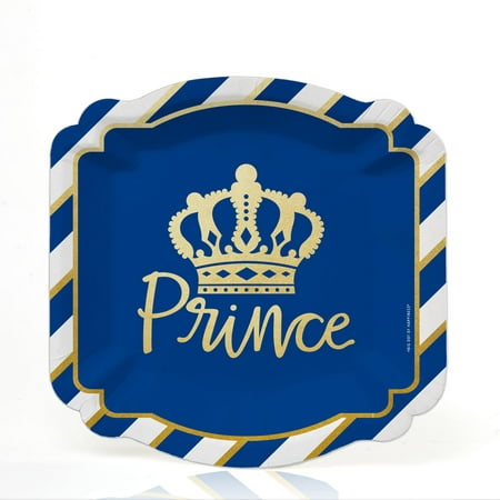 Royal Prince Charming with Gold Foil - Baby Shower or Birthday Party Dessert Plates (16