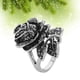 thumbnail image 5 of Anillo antiguo de rosa negra, vintage, con pétalos de rosa y multicapas (plata, talla 7), 5 of 6