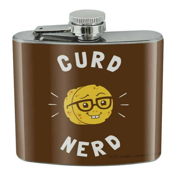 Curd Nerd Cheese Funny Humor Stainless Steel 5oz Hip Drink Kidney Flask