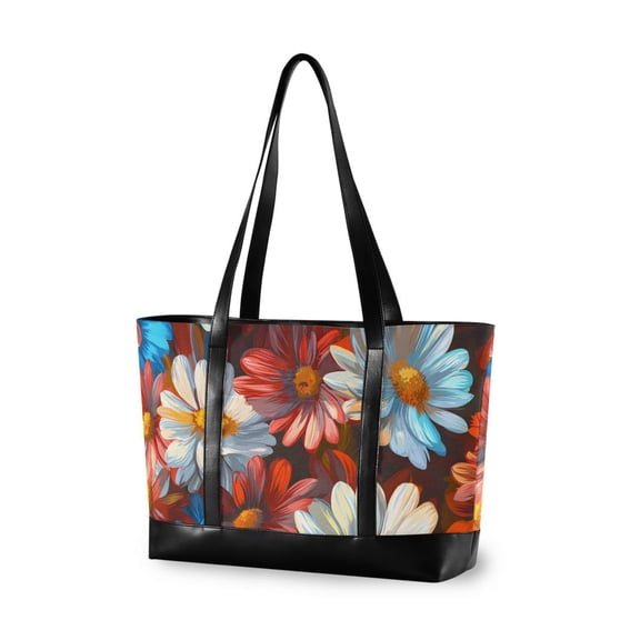 FORMRS Canvas Laptop Tote Bag for Women with 15.6" Computer Compartments Shoulder Handbag, Vibrant Floral