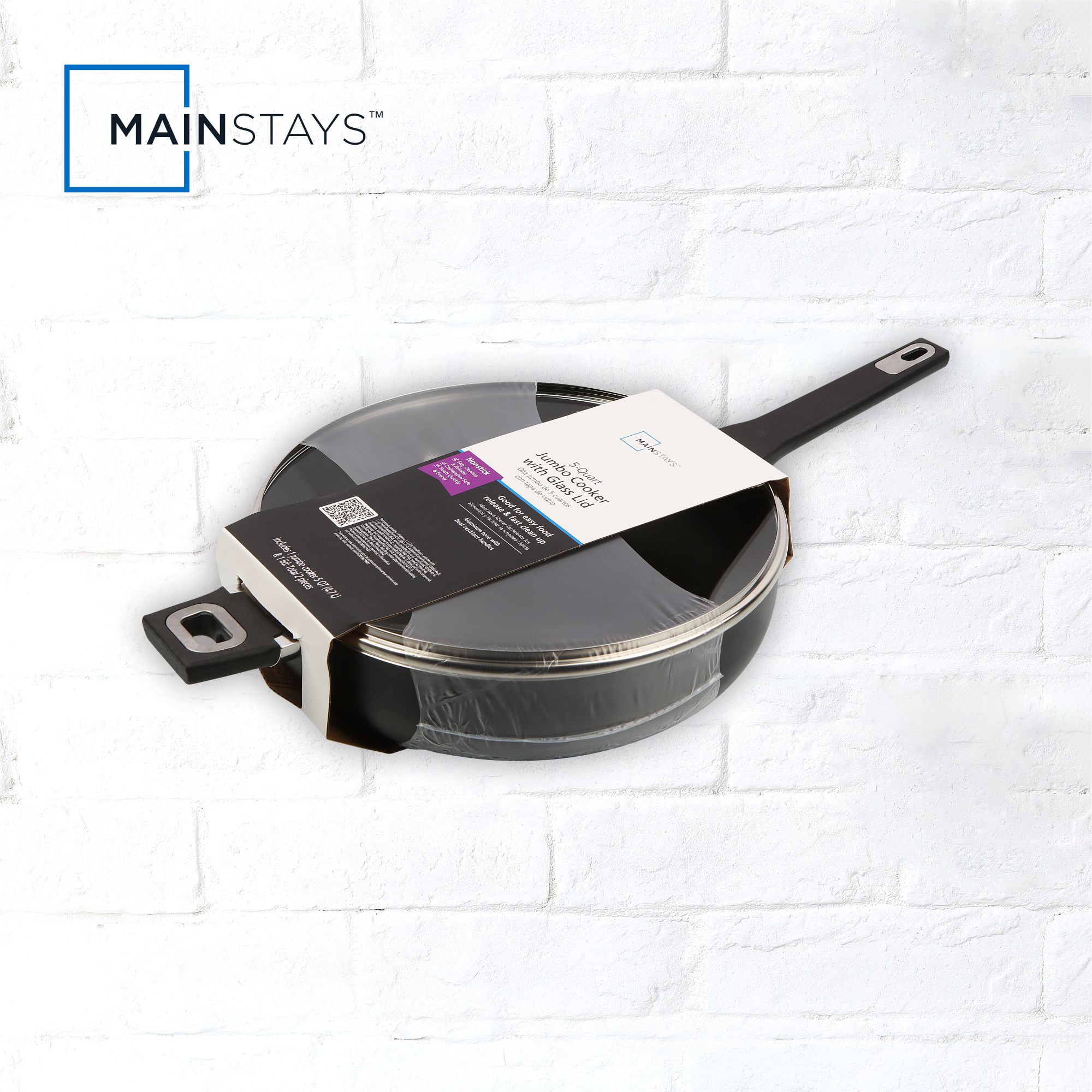 Mainstays Aluminum Nonstick Jumbo Aluminum Cooker Skillet