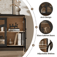 thumbnail image 6 of JOINICE Modern Black Accent Cabinet with Arched Glass Doors for Living Room, Entryway, and Kitchen, 3 Pieces, 6 of 7
