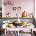 thumbnail image 6 of Round Fitted Tablecloth,Happy Easter Bunny Ears Pink Bow Circle Table Cover Waterproof Table Cloth with Elastic Edge,Flower Colorful Stripe Plaid Outdoor Tablecloths for Kitchen Picnic 55-60in, 6 of 9