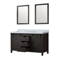 thumbnail image 5 of Lexora Home Marsyas 60" Quartz Top Double Vanity with Sinks and Mirrors in Brown, 5 of 10