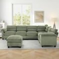 thumbnail image 3 of Bonzy Home Convertible Sectional Sofa Couch for Living Room With Ottoman Green, 3 of 6