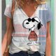 thumbnail image 3 of Camiseta de mujer, ropa Harajuku, camisetas con estampado de dibujos animados de Snoopy, camisetas de cuello en V, jersey de gran tamaño, blusa de manga corta, sudadera holgada, 3 of 5