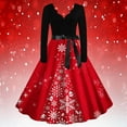 thumbnail image 1 of EGNMCR Robes de Soirée pour Femmes, Robes Formelles pour Femmes, Robes de Cocktail pour Femmes à Manches Longues Robe à Col en V Mode pour Femmes Décontractée à Manches Longues Robe à Imprimé de Noël à Col en V Longueur Genou Robe pour Femmes, 1 of 4