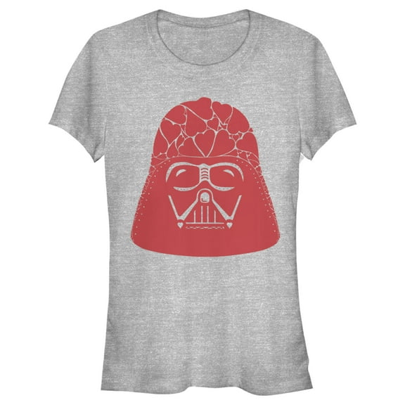 Junior's Star Wars Valentine's Day Darth Vader Heart Helmet  Graphic Tee Athletic Heather Large