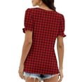 thumbnail image 4 of Jacenvly Hauts pour Femmes Liquidation T-shirt Décontracté à Imprimé pour Femmes Col Ample à Manches Courtes Hauts Blouses Haut Femmes Hauts Soldes, 4 of 6