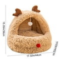 thumbnail image 3 of SCNOR Christmas Reindeer Cat Bed, Warm Plush Winter Pet Bed for Cats Up to 15 lbs, Semi-Enclosed Washable Small Dog Bed with Hanging Toy, 3 of 6