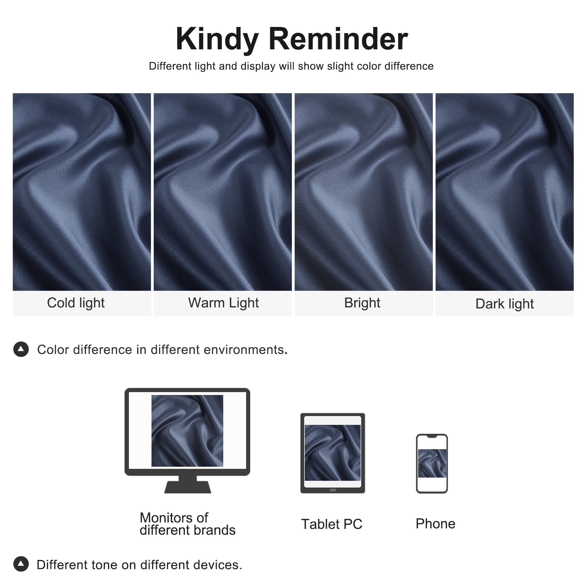 Unique Bargains 4 Pack Satin Pillowcases for Hair and Skin, Navy Standard