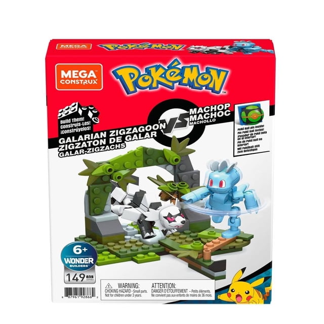 Set de Construcción Mega Construx Pokémon Batalla Galarian Zigzagoon vs Machop