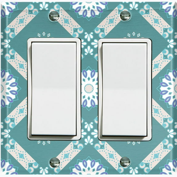 Metal Light Switch Plate Cover Mandala Green Floral Pattern Damask MDL114