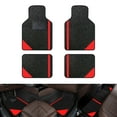 thumbnail image 5 of Leadwolf 4pcs Car Floor Mats Universal for lincoln Vinyl Red Velvet Colored Stripe Non-Slip Backing Front Rear Liner Carpet, 5 of 5