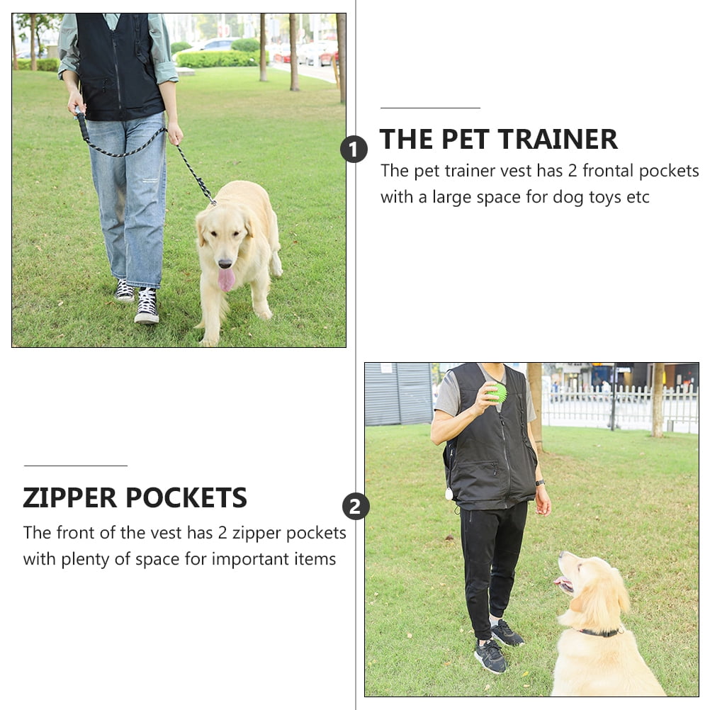 LIOOBO  Dog Handler Vest, Black Polyester and Mesh, Adjustable Waist, Comfortable and Durable