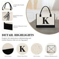 thumbnail image 5 of XUEYU Personalized Initial Tote Bag, Large Capacity Canvas Beach Bag for Women, Valentine's Day Gifts & Personalized Birthday Gift Initial Tote Bag w/ Comfortable Handle for Wife Mom Teacher Friend, 5 of 6