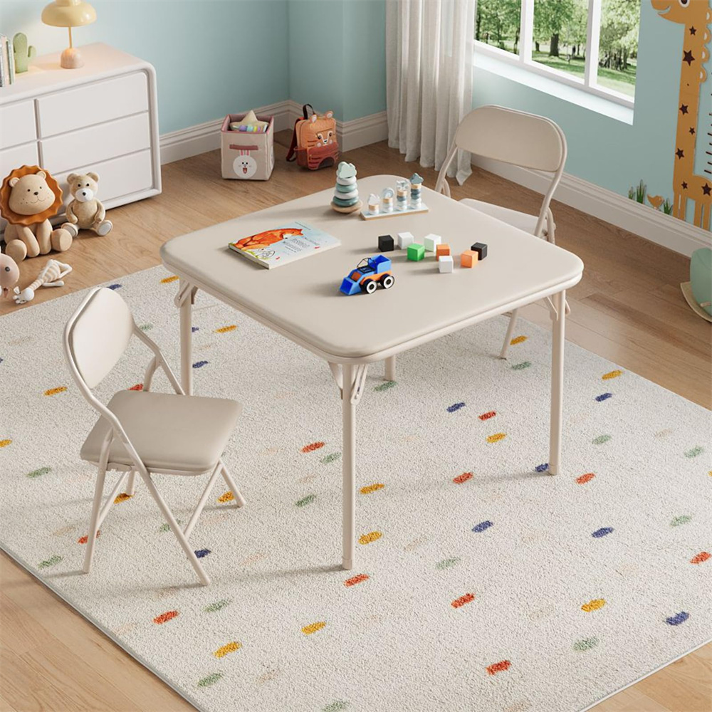 3 Piece/5 Piece  Folding Kids Table and Chairs Set, Children Activity Table and Chairs Set for Dining Room,Daycare,Classrooms
