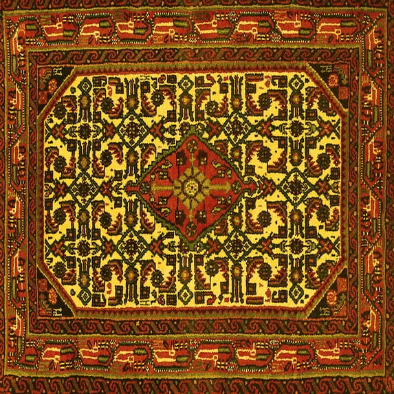 Ahgly Company Indoor Square Persian Yellow Traditional Area Rugs, 8' Square