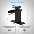 thumbnail image 2 of Wovier Matte Black Waterfall Bathroom Sink Faucet with Supply Hose and Plate,Single Handle Single Hole Lavatory Faucet,Basin Mixer Tap Commercial, 2 of 7