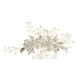 thumbnail image 4 of Nvzi Horquillas para el pelo de boda con flores para novias, peinetas con perlas de cristal, pinzas para el pelo, tocado, accesorios para el pelo de boda dorados, joyas - doradas, 4 of 4