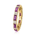 thumbnail image 3 of Ross-Simons 1.20 ct. t.w. Amethyst and .40 ct. t.w. White Zircon Eternity Band in 18kt Gold Over Sterling, Women's, Adult, 3 of 6