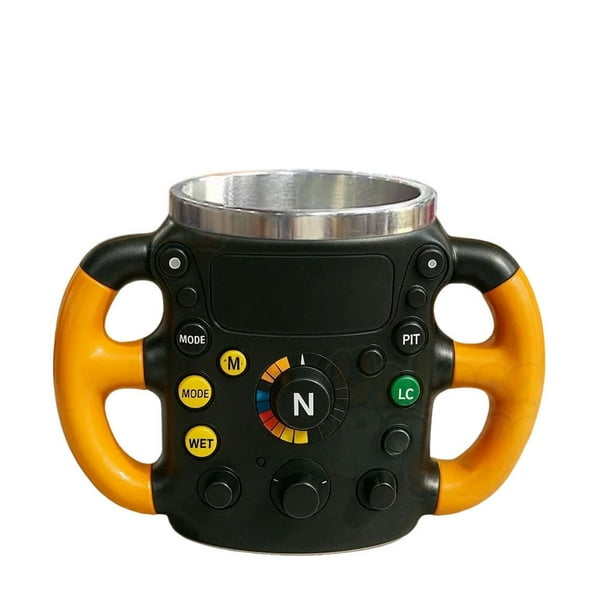 Taza de acero inoxidable de resina con forma de volante