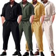 thumbnail image 1 of Men Casual Long Sleeve Solid Coverall One Piece Jumpsuits Loose Romper, 1 of 5