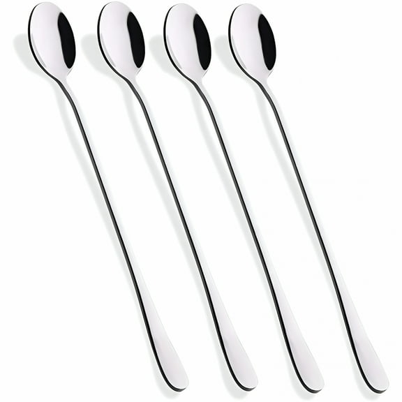 ACDANC 9-Inch Long Handle Iced Tea Spoon, Coffee Spoon, Ice Cream Spoon, Stainless Steel Cocktail Stirring Spoons, Set of 4