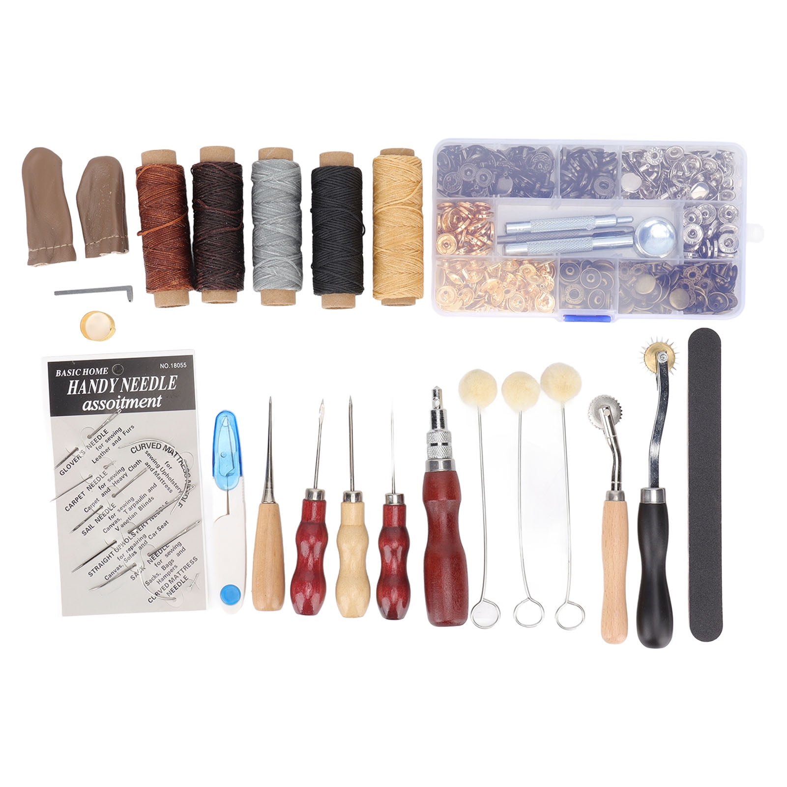 Leather Sewing Kit, Leather Working Kit Wooden Handles Steel Wood Convenient Practical DIY